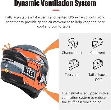 Flip Up Front Motorbike Helmets Modular Motorcycle Helmets with Double Visor Flip Up Full-Face Helmets ECEDOT Approved Racing Crash Helmet for Adults Men Women Motocross Helmet