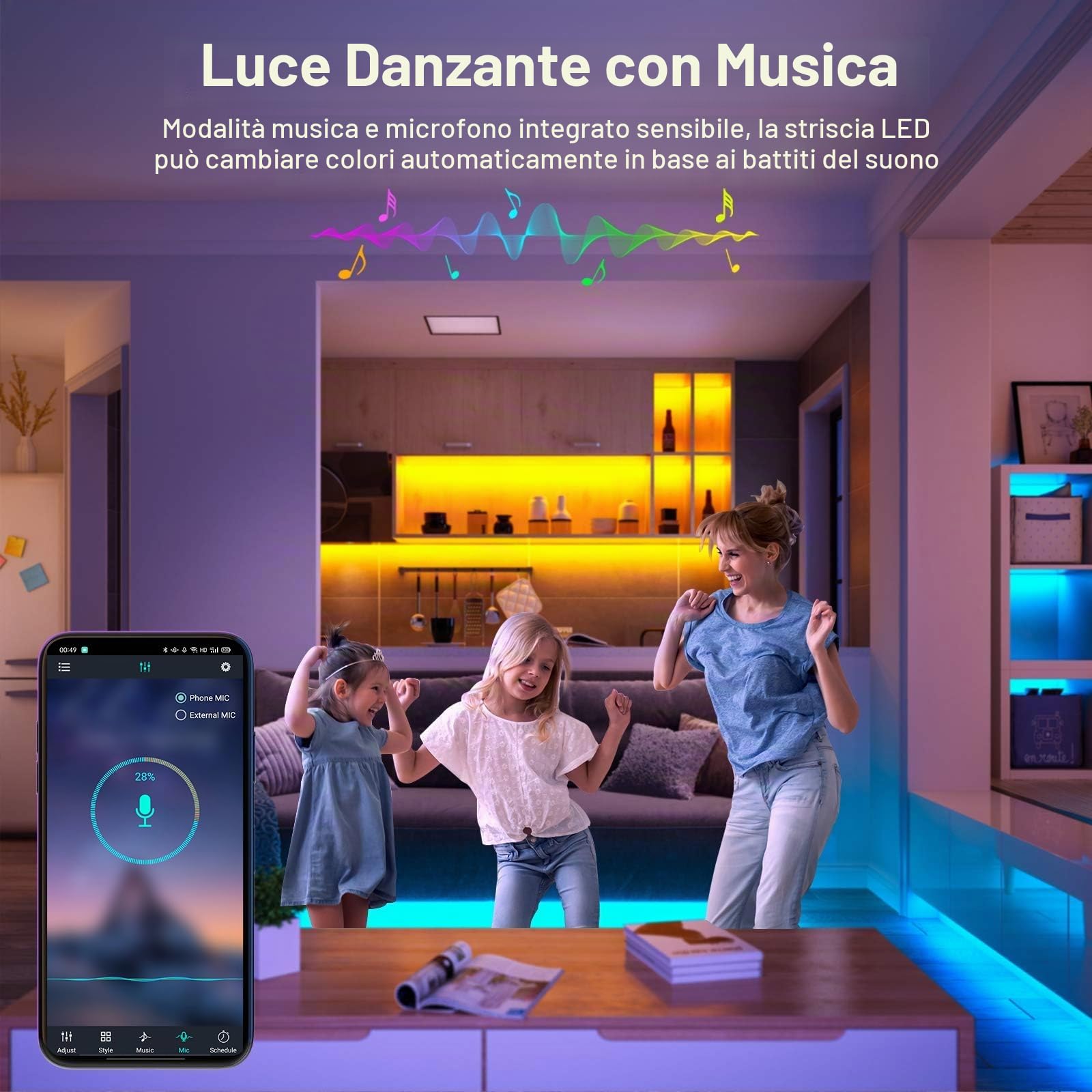 LUXONIC 16.4FT 5M Strisica LED Neon, RGB, Silicone Neon Luci LED Flessibile Bluetooth con APP e Telecomando, IP67 impermeabile, Sincronizzazione Musicale, Decorazione Esterna/Interna del partito