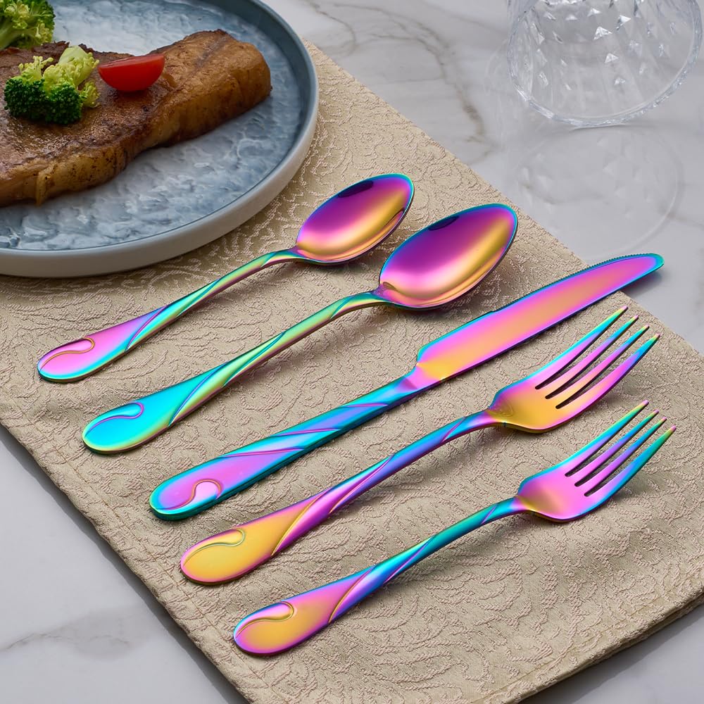 Targzier Set di posate per 12 persone, 60 pezzi, set di posate con coltello, forchetta, cucchiaio, posate in acciaio inox lucidato a specchio, lavabile in lavastoviglie