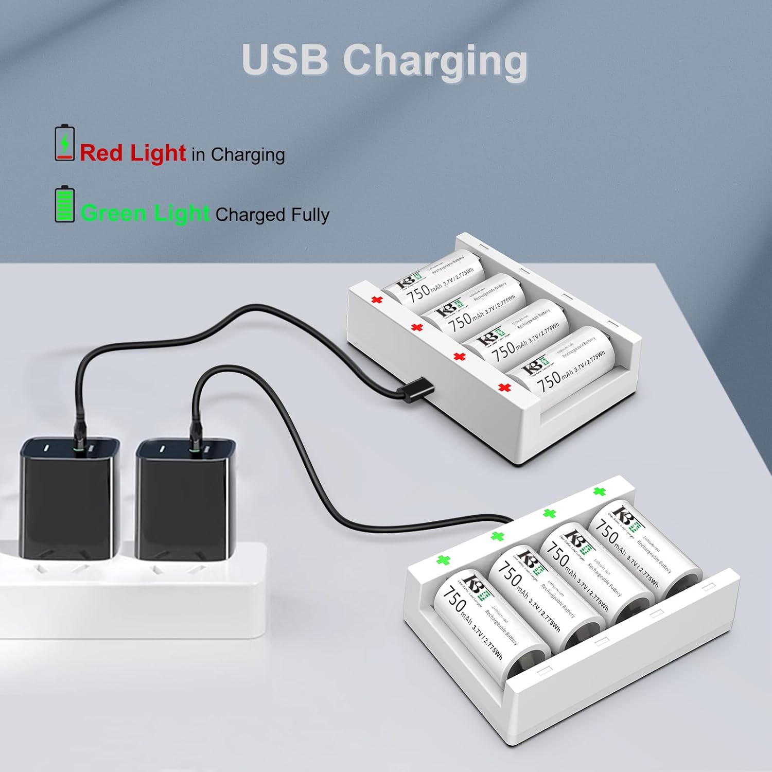 KBT 8-Pack Batteries 123A Battery Charger, Fast Charging 2A Smart Charger for Arlo Wireless Cameras VMC3030 VMK3200 VMS3330 3430 3530
