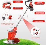 OUTIGO Decespugliatore a Batteria, Tagliaerba Elettrico a Batteria da 800 W, Taglia Erba da Giardino Elettrico con 4 Tipi di Lame,pieghevole - 2