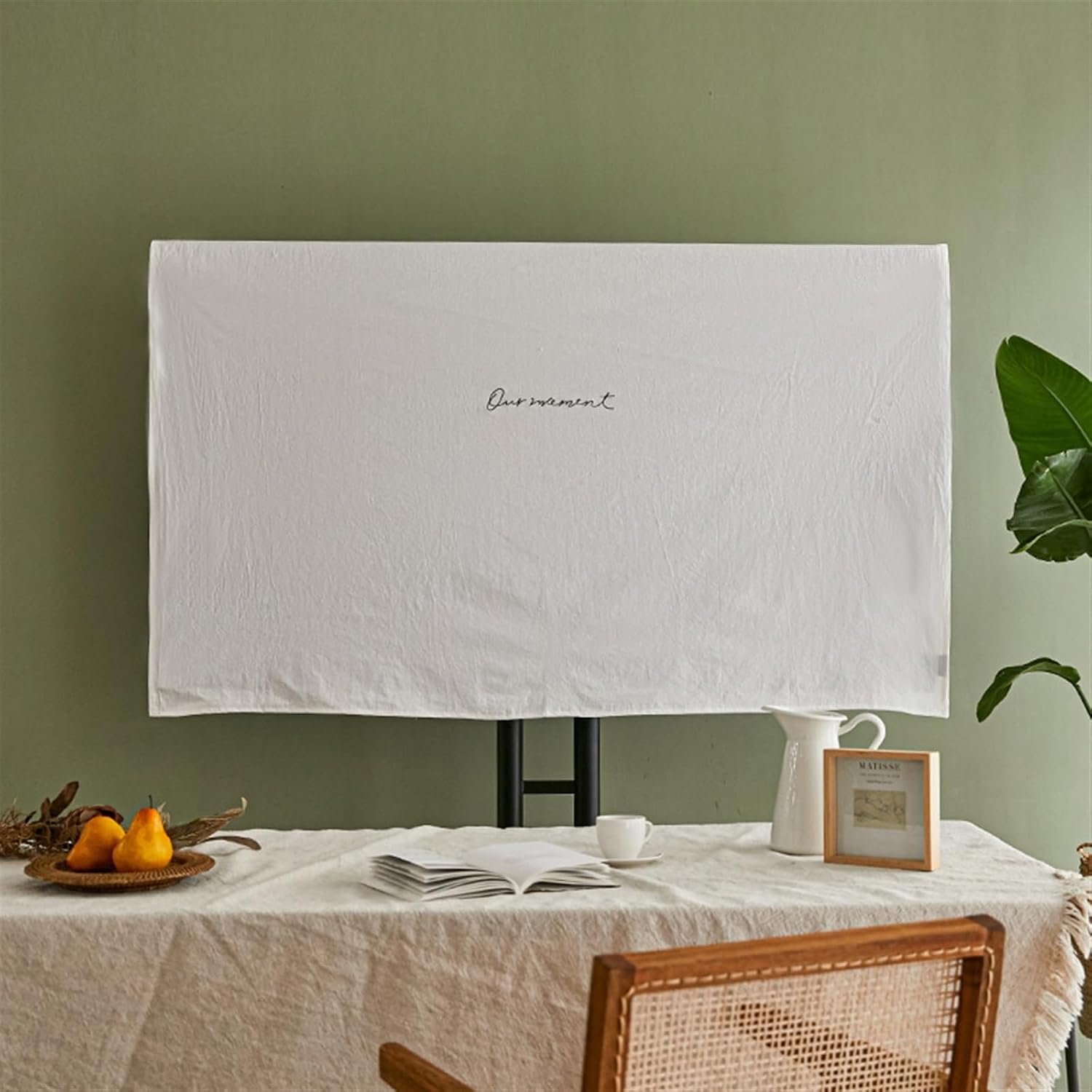 BuniQ SHIJT Tv Cover Screens Protectors, Display Tv Enclosure for Living Room, Led LCD TV Protective, Painting Television Cabinet(White,65 inches)