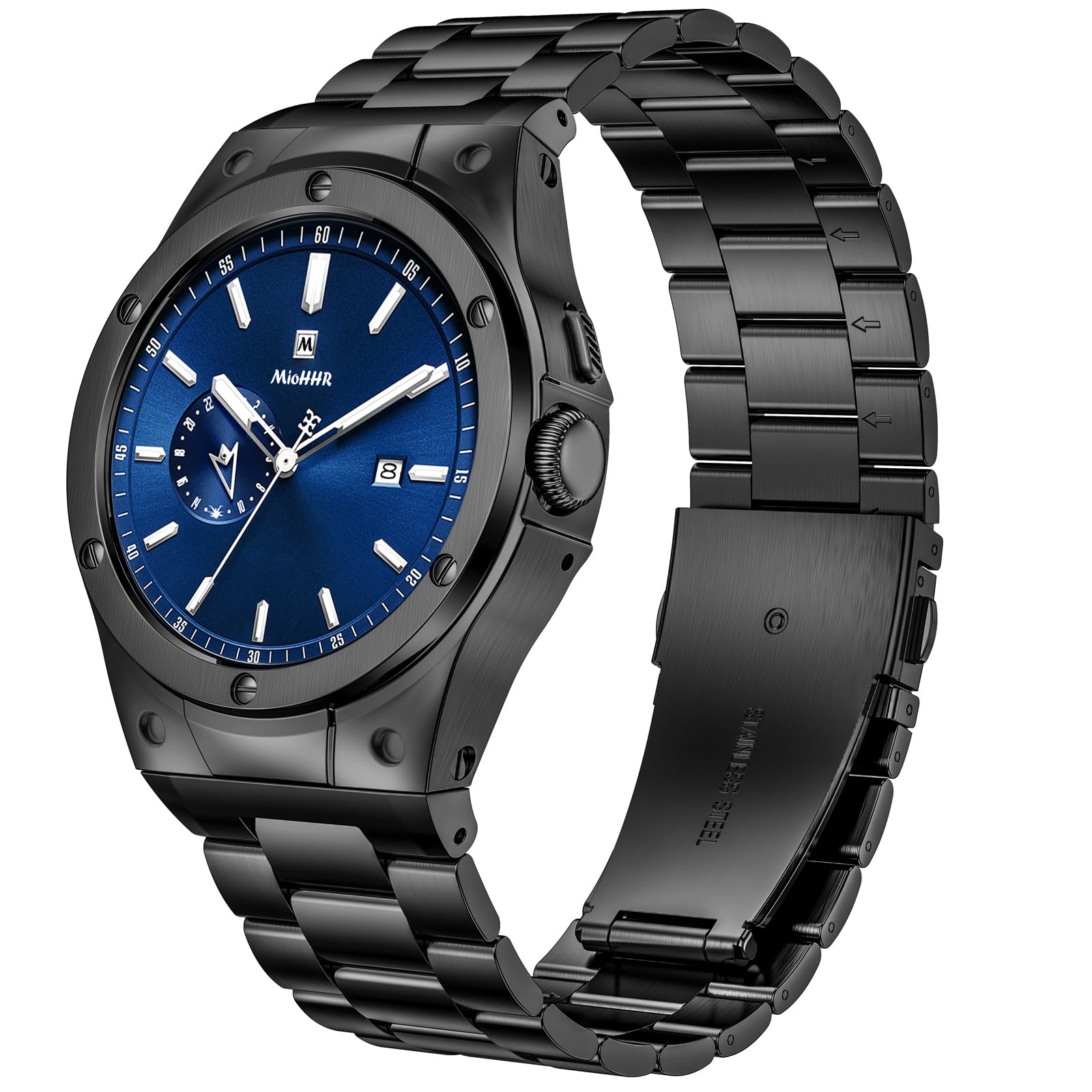 MioHHR Compatible for Google Pixel Watch Band Metal, Stainless Steel Case with Wristband Strap for Pixel Watch 2022 Men Women