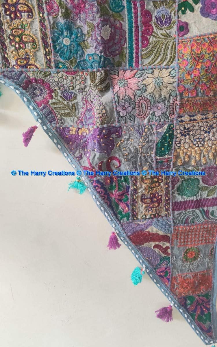 Ethnic Decor Bohemian Boho Vintage Cotton Art Hand Wall Window Unique Living Room Valances Embroidered Hanging Patchwork Door Patchwork Decor Door Valance (Black, 40" X 42" Gate Valance)