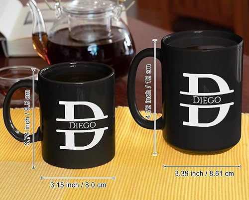 Miniatura 7 de Taza de café personalizada con monograma, letra inicial D personalizada para mujeres, hombres, niñas, niños, papás, mamás amigos, taza de café