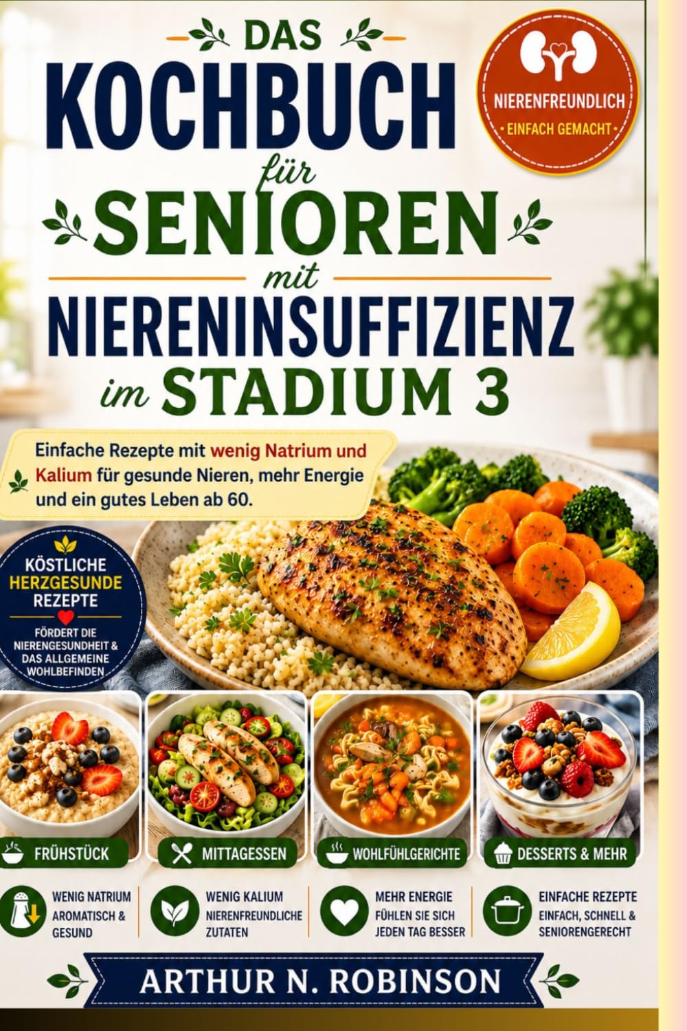 Das Kochbuch für Senioren mit Nierenerkrankung im Stadium 3.: Kochbuch für Nierenerkrankungen,Kochbuch für Nierendiät, Kochbuch für chronische,Nierenerkrankungen,Kochbuch mit natriumarmer Ernährung,