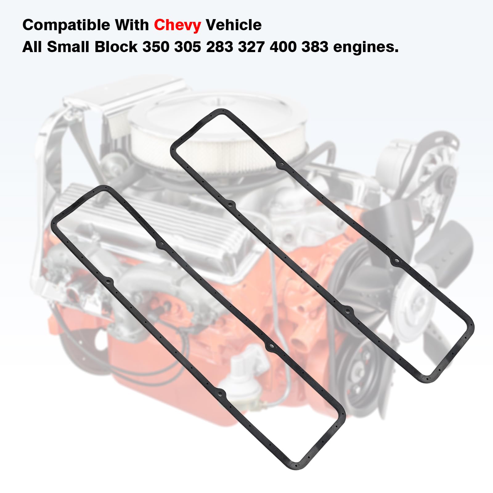SBC Steel Core Rubber Valve Cover Gaskets Fits SB Chevy 283 305 327 350 383 400 - Foto 3
