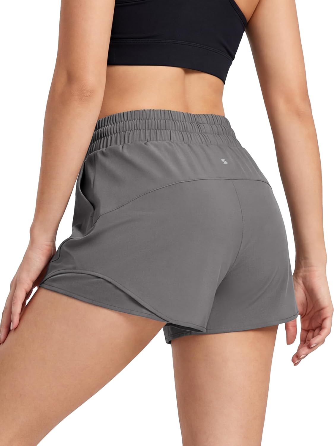 Stelle Women Running Shorts with Pockets High Waisted Drawstring Athletic Workout Quick-Dry Gym Shorts Mesh Liner