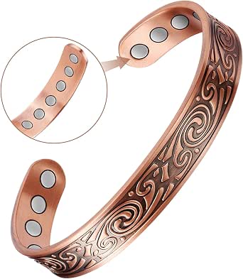 Pulsera De Cobre Puro 99,99% Magnética Para Mujer - Ajustable, Regalo Salud - Incluye Herramienta Y Caja