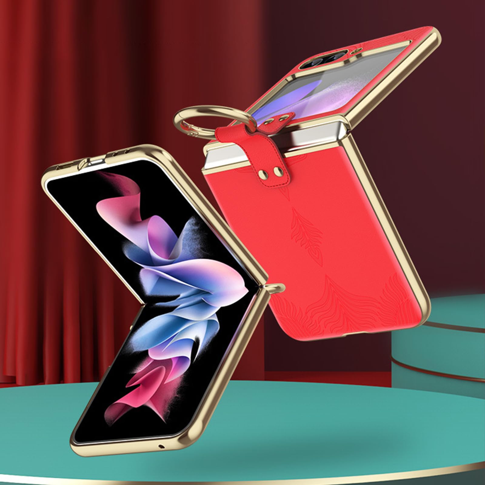 Etui na telefon komórkowy do Samsung Galaxy Z Flip 7, luksusowe, galwanizowane, z prawdziwej skóry, ultracienkie, z podstawką, odporne na uderzenia, złote, Flip 7