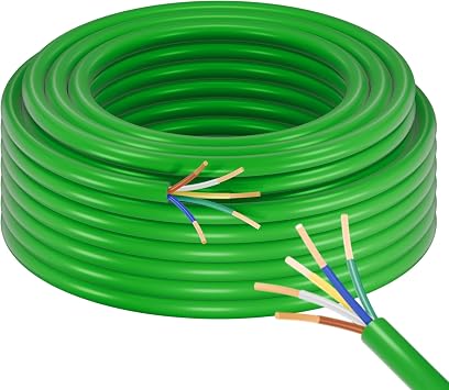 Enough 14AWG 100FT 5 Way Trailer Wire Harness - Green Sheath 5X Individually CCA Round Conductor for Trailers, RVs, Hook-up Cable, Hitch Tow