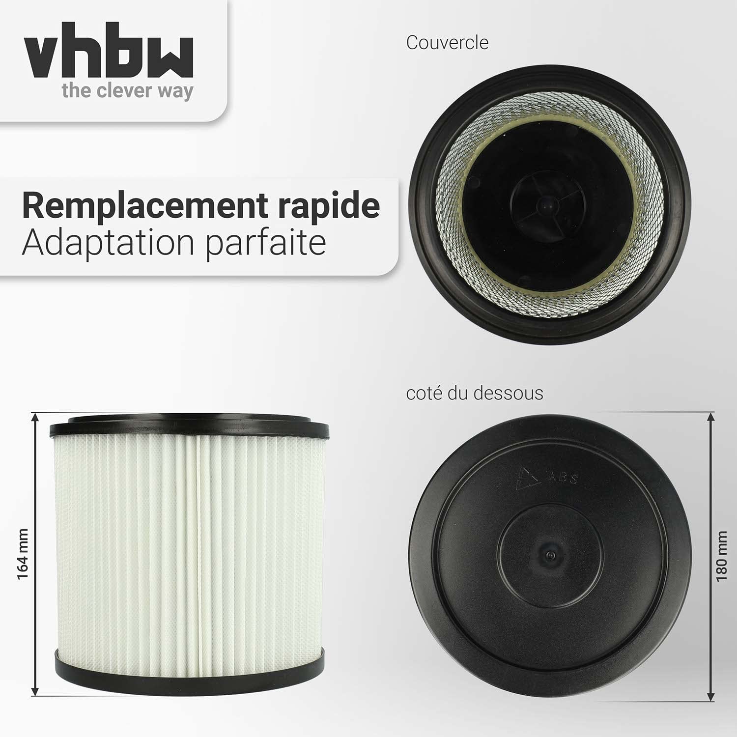 vhbw 2x filtre plissé compatible avec Parkside PNTS 30/7(E/S) | 30/8(E/S), 30/9(E/S), 35/5(E/S) aspirateur - blanc