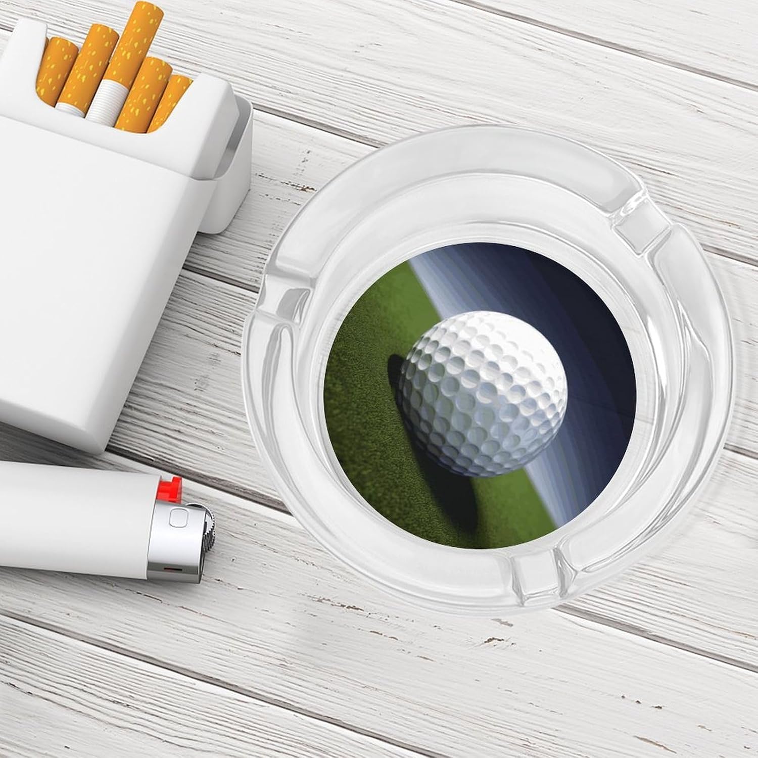 Smokeless Ashtray Ash Tray Outdoor Ashtray Golf Ball Glass Ashtrays for Home Office Smokers Decoration
