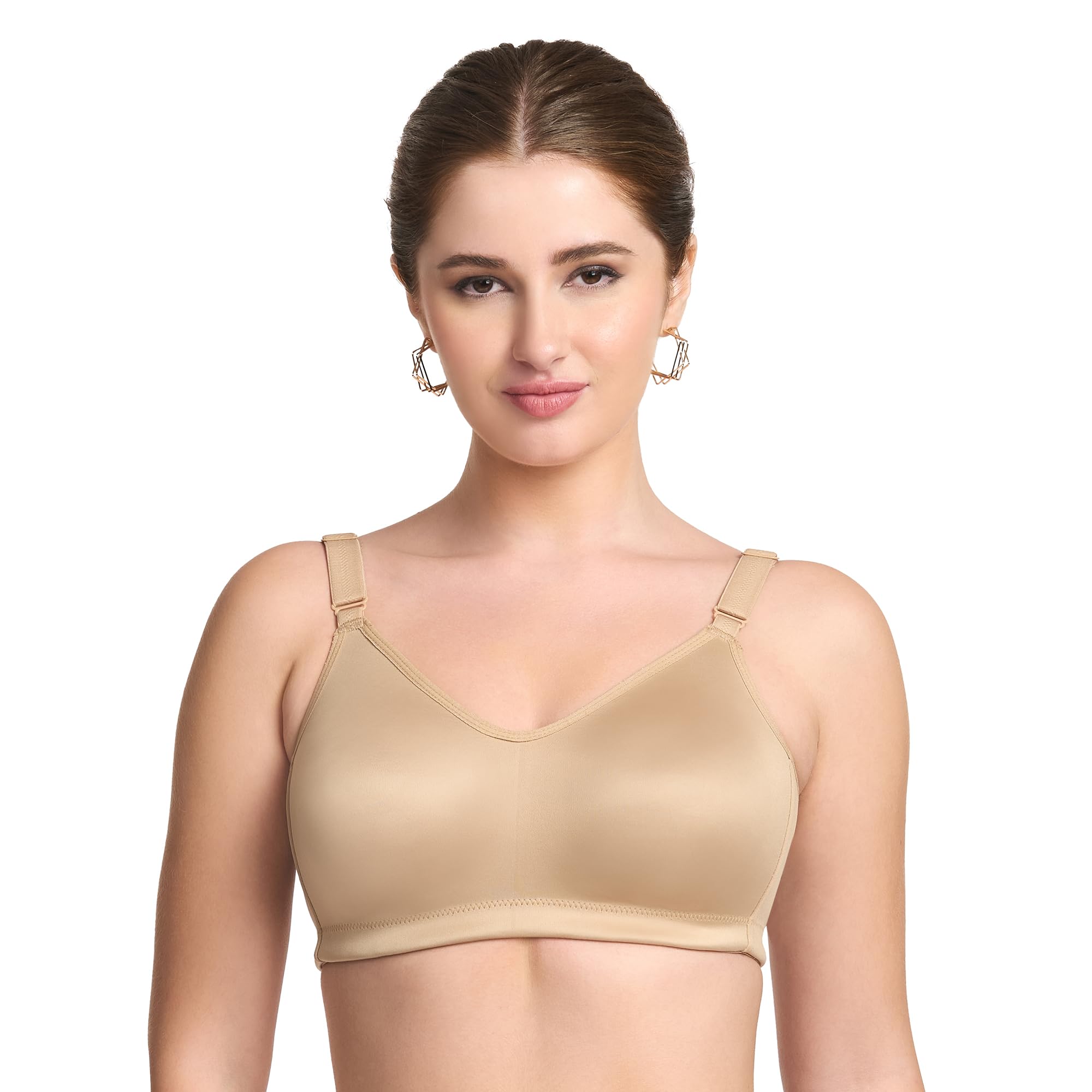 TRYLO Riza Superfit Women's Non-Wired Non-Padded Double Layer Premium Fabric Bra Available in D/E/F Cups Available in Rose Gold/Dove/Ebony/Sapphire and Ruby Red