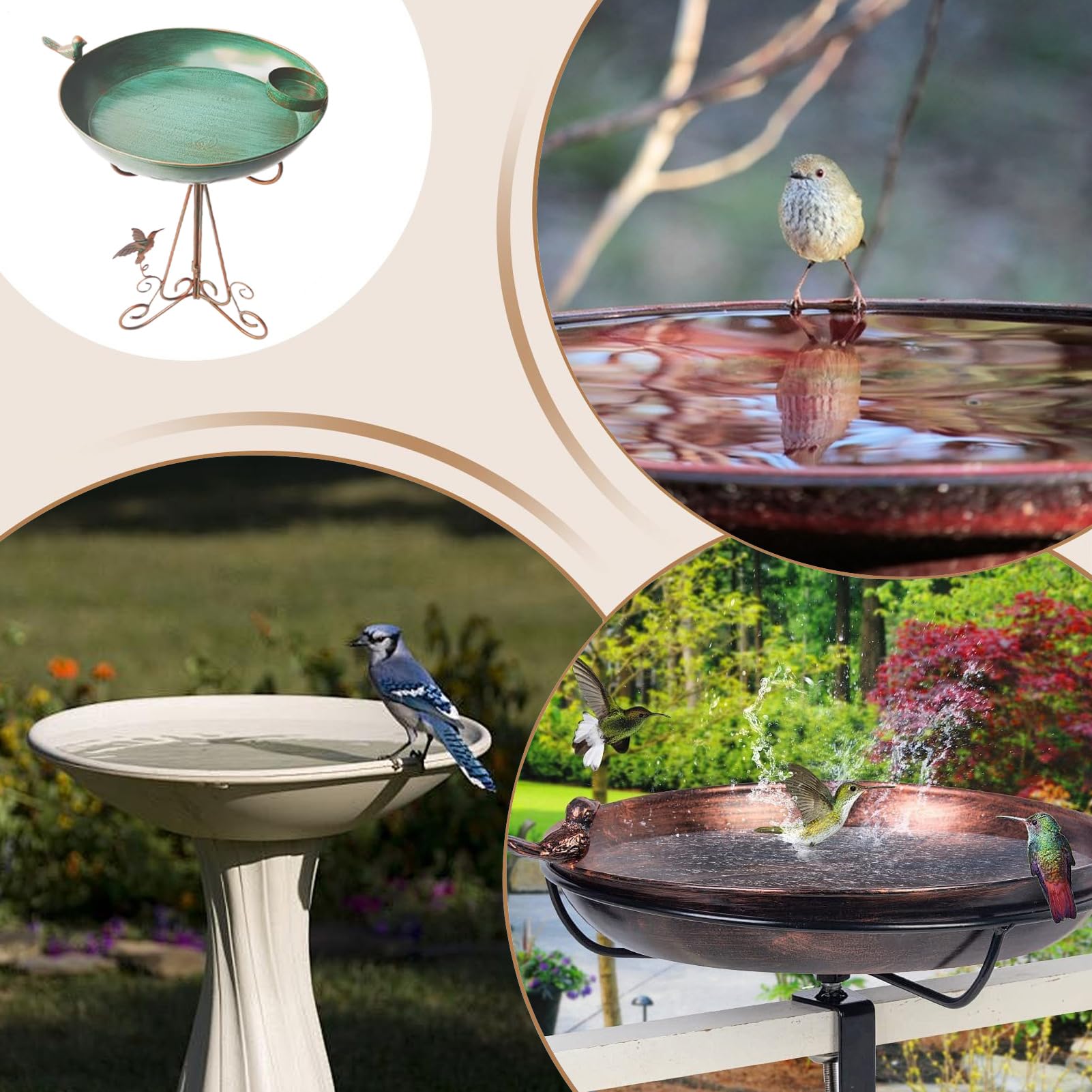 Bebedero para Pájaros Colibrí Vertical | con Pie Elevado y Soporte para Aves Para Jardín Al Aire Libre, Balcón, Jardín Trasero, Césped, Patio, Terraza, Porche, Aire