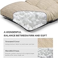 Vista 5 de baibu Almohadilla de banco clásica de 36 pulgadas de color sólido con lazos, almohada de banco rectangular súper suave para interiores y exteriores