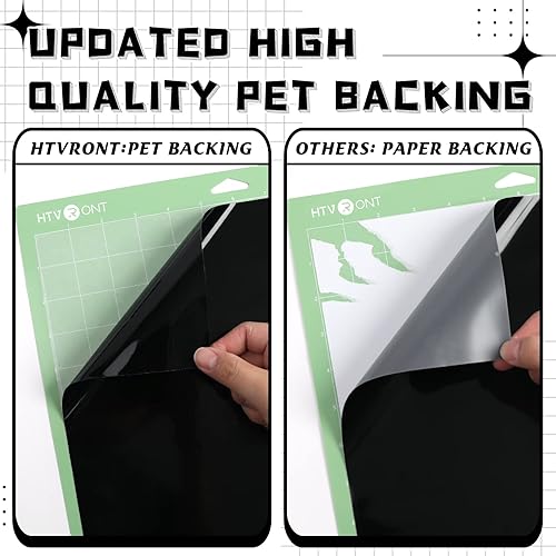 Miniatura 6 de HTVRONT Negro + Blanco 12 Pulgadas x 4.27 Metros Rollo de Vinilo Permanente Mate con Cinta de Transferencia, 2 Rollos, Patrón de Burbujas