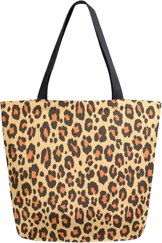 FORMEETY Animal Leopard Print Skin Canvas Tote Bags for Women Girl