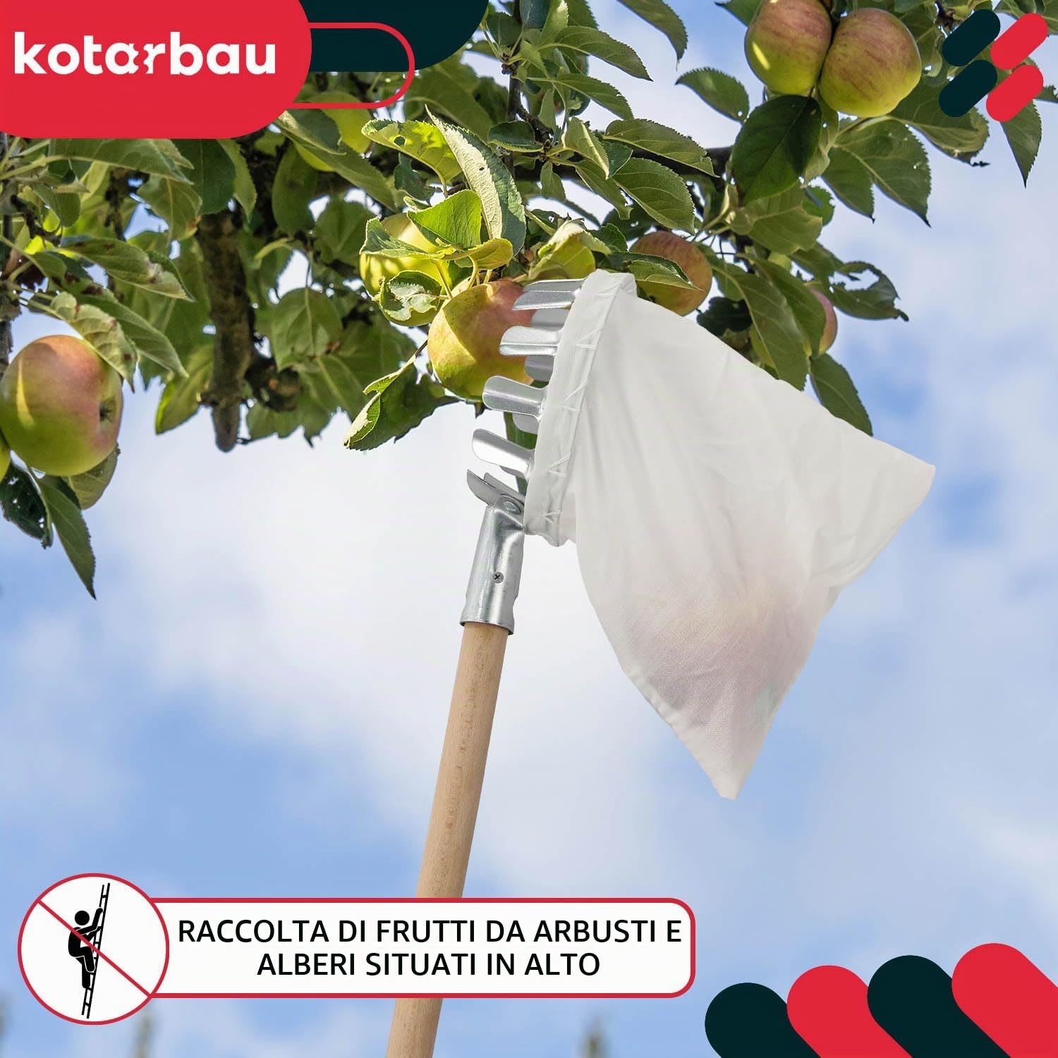 KOTARBAU® Raccoglitrice di Frutta 125mm Arnese per Raccogliere Mele In Alto Guadino Professionale