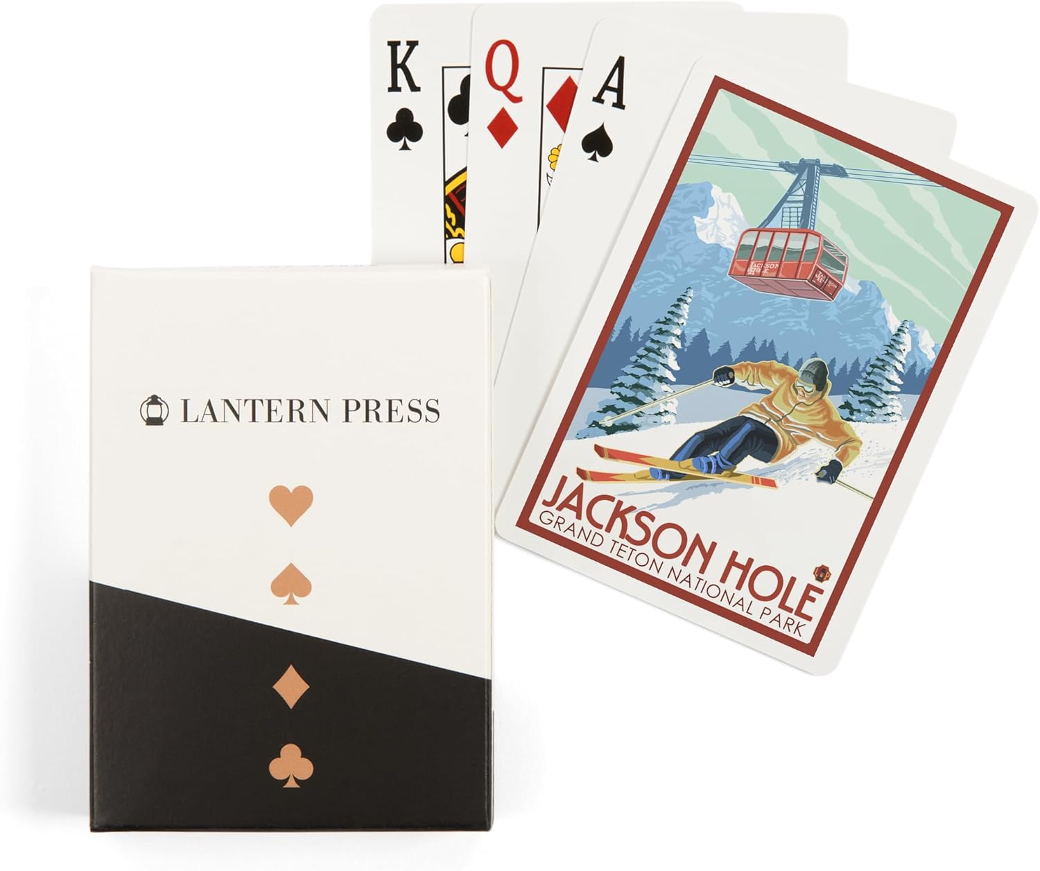 Lantern Press Jackson Hole, Wyoming, Grand Teton National Park, Skiing, 52 Playing Cards for Adults, Poker Size Card Deck