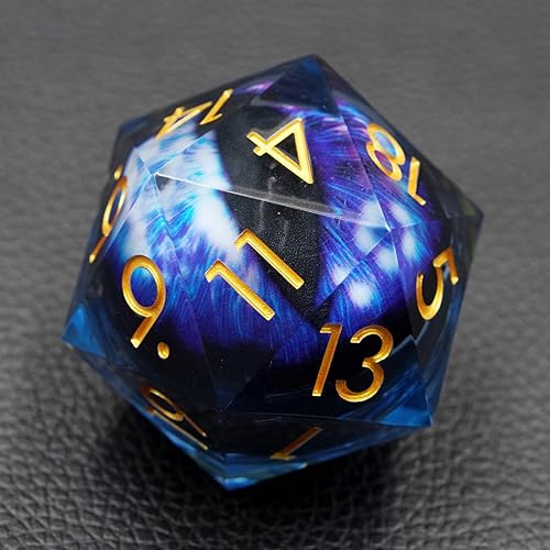 Miniatura 7 de Sharp Edge Eyeball D20 - Dados grandes individuales con estuche de regalo, dados de ojo móvil de dragón para Calabozos y Dragones (globo ocular azul
