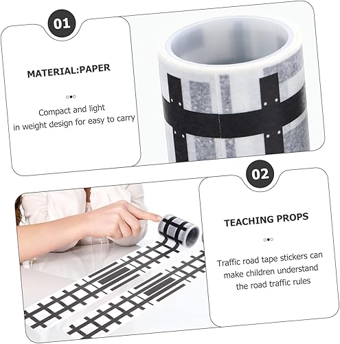 Miniatura 6 de 2 rollos de cinta de papel de carretera, cinta de papel para vías de ferrocarril, calcomanías de tráfico para carretera, cinta de carretera para
