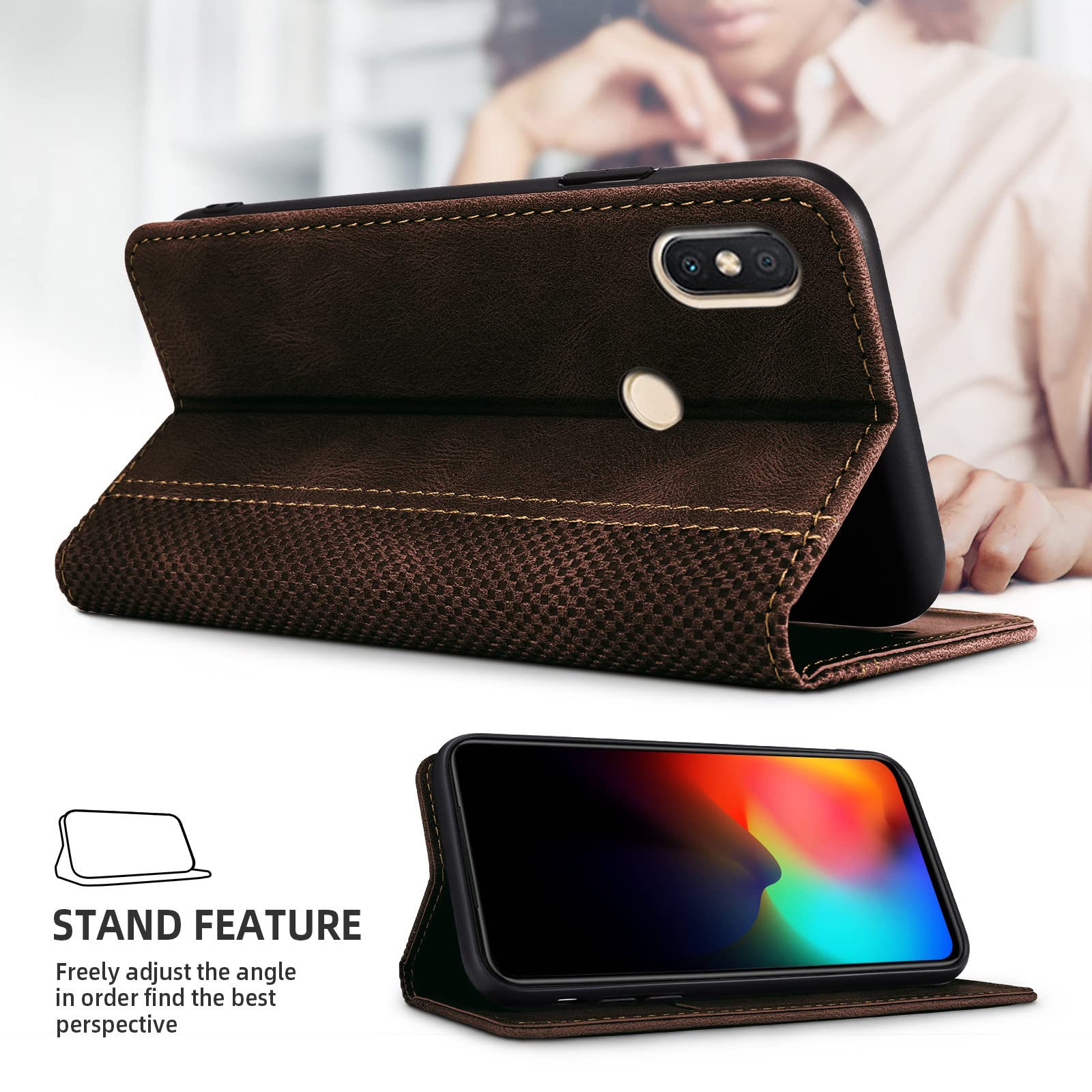 ZiHang Cover Xiaomi Redmi S2 / Redmi Y2, Flip Custodia Caso Libro Pelle