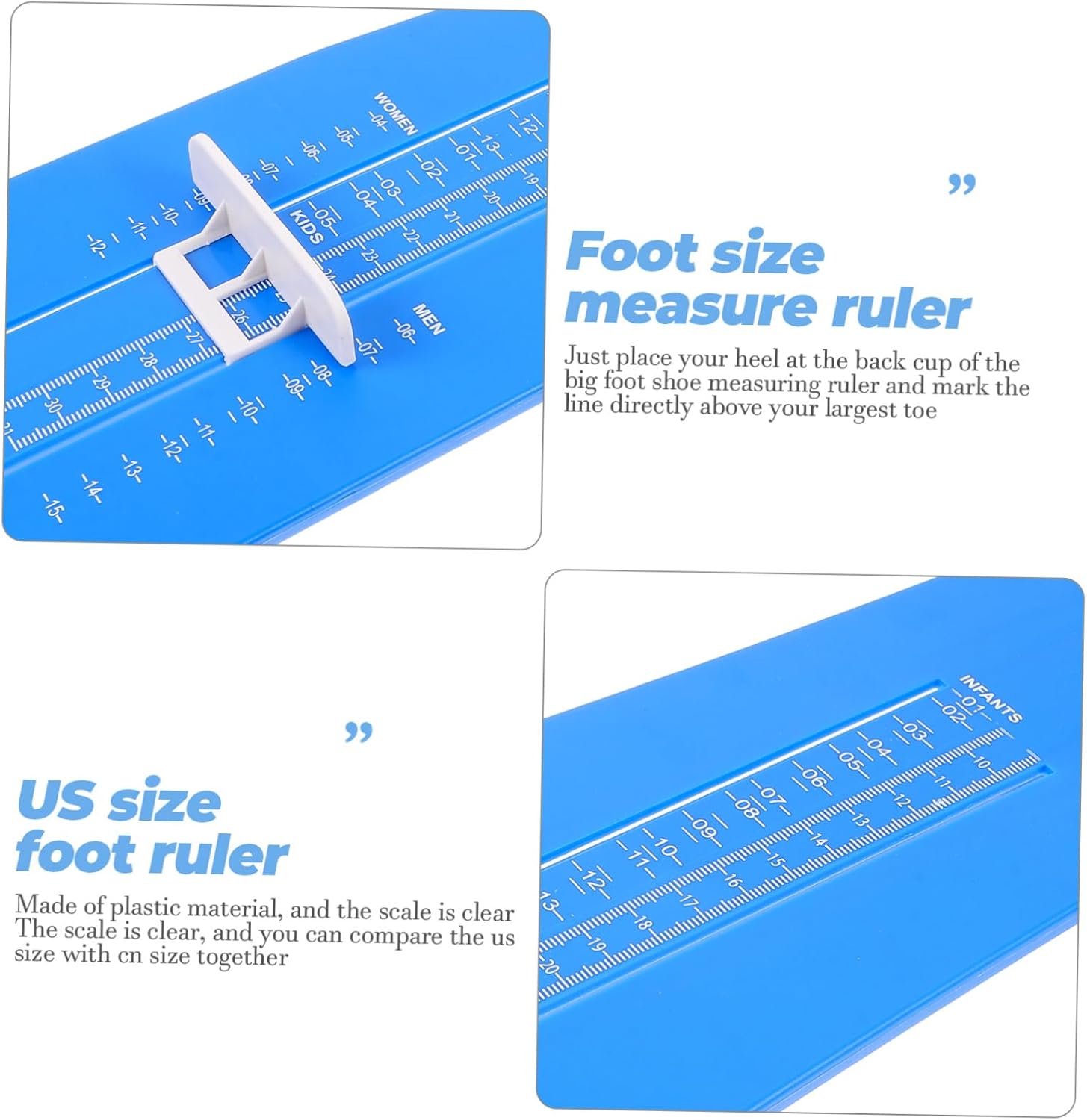 BESPORTBLE Gym Accessories Foot Measurement Device Shoe Foot Size Measure Ruler Shoes Measuring Device Us Size for Infants Adults Gym