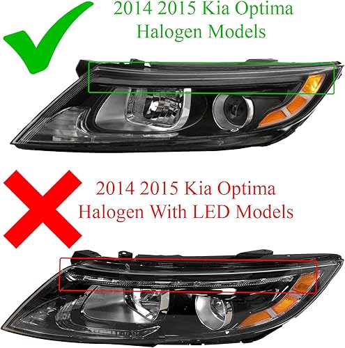 Miniatura 6 de AutoModed Aftermarket - Conjunto de faros delanteros halógenos con bombillas que reemplaza 921014C500 921024C500 KI2502175 KI2503175 Compatible con