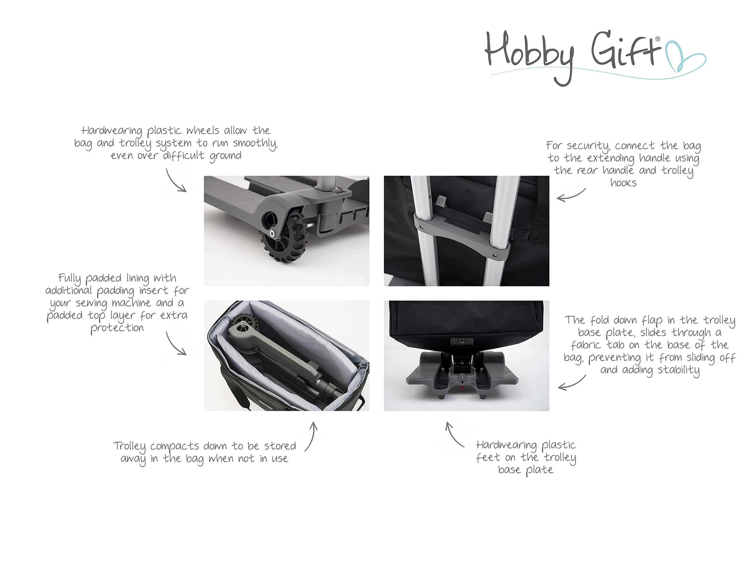 Hobby Gift Exclusiva Bolsa con Carrito para máquina de Coser, Color