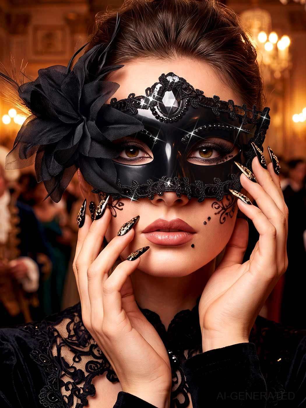Flower Masquerade Masks Lace Venetian Mask Party Costume for Women | Halloween Mardi Gras Cosplay Eye Masks