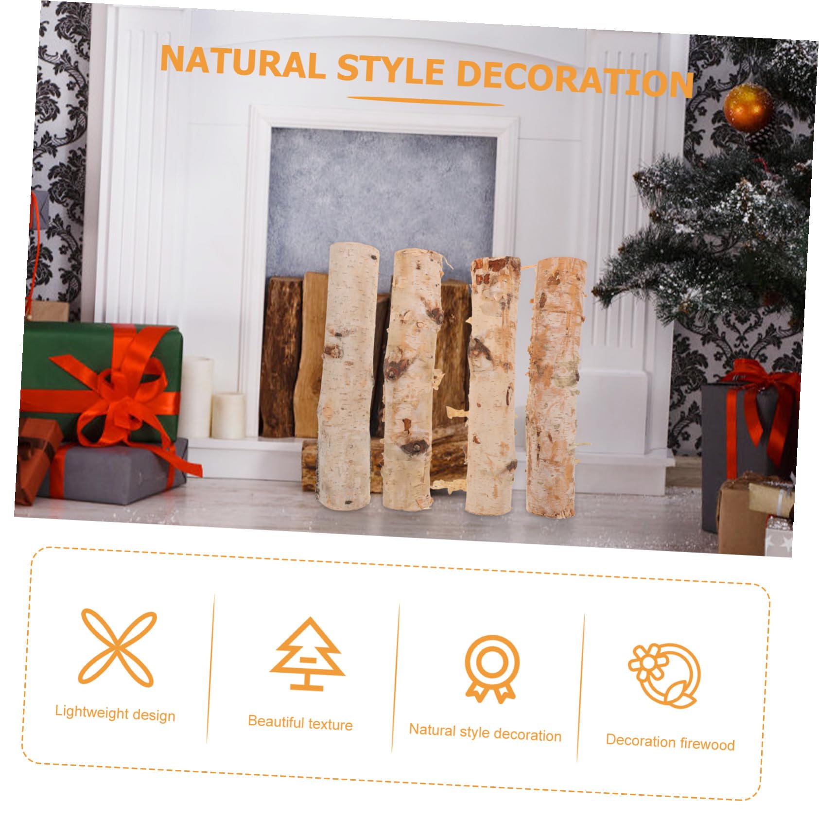 Mobestech 4 pezzi Tronchi Decorativi in Legno Naturale Flessibile per Lavoretti Natalizi e Artigianato DIY