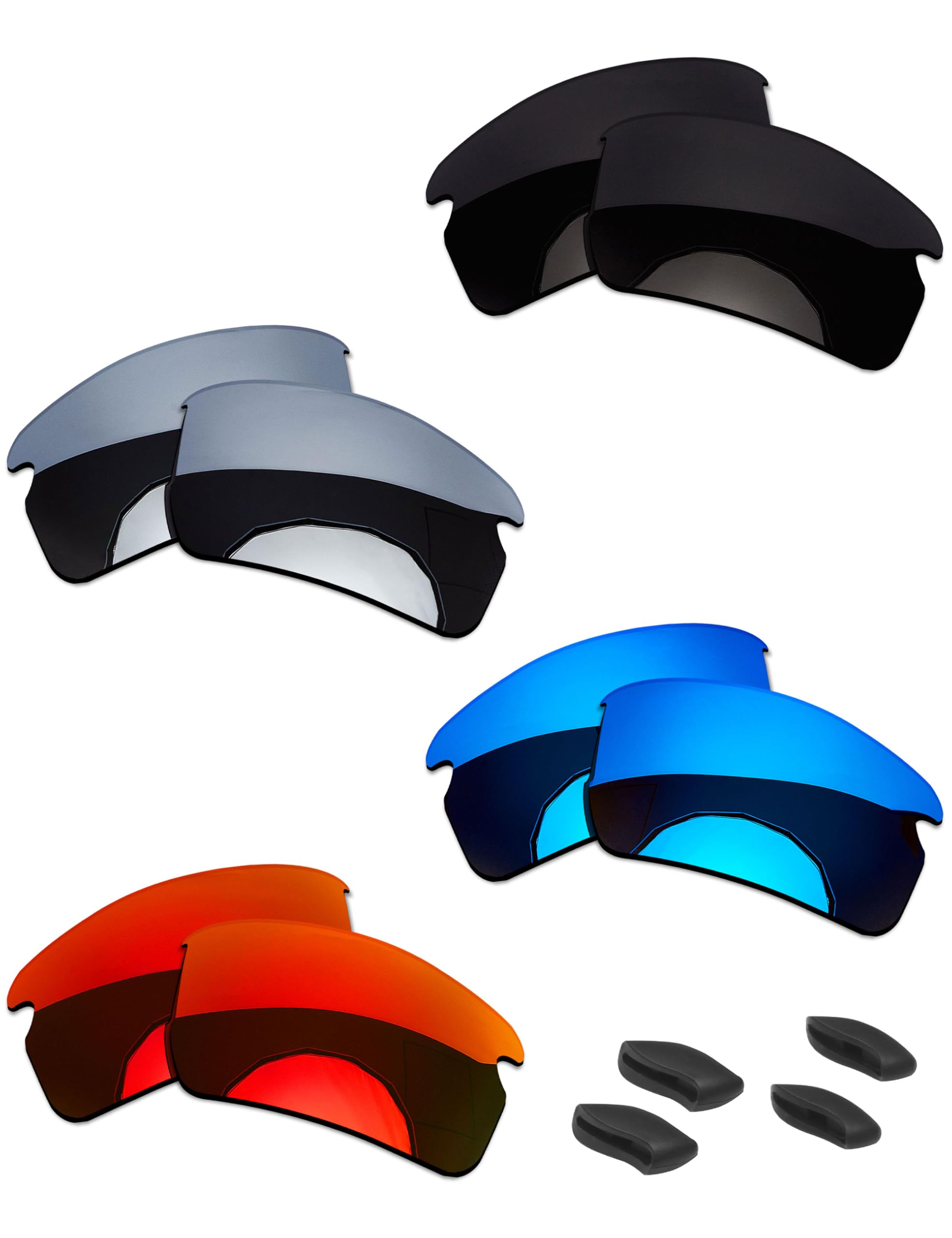 OOWLIT 4 paia di lenti di ricambio per occhiali da sole e naselli compatibili con Oakley Flak 2.0 OO9295-59 mm polarizzati