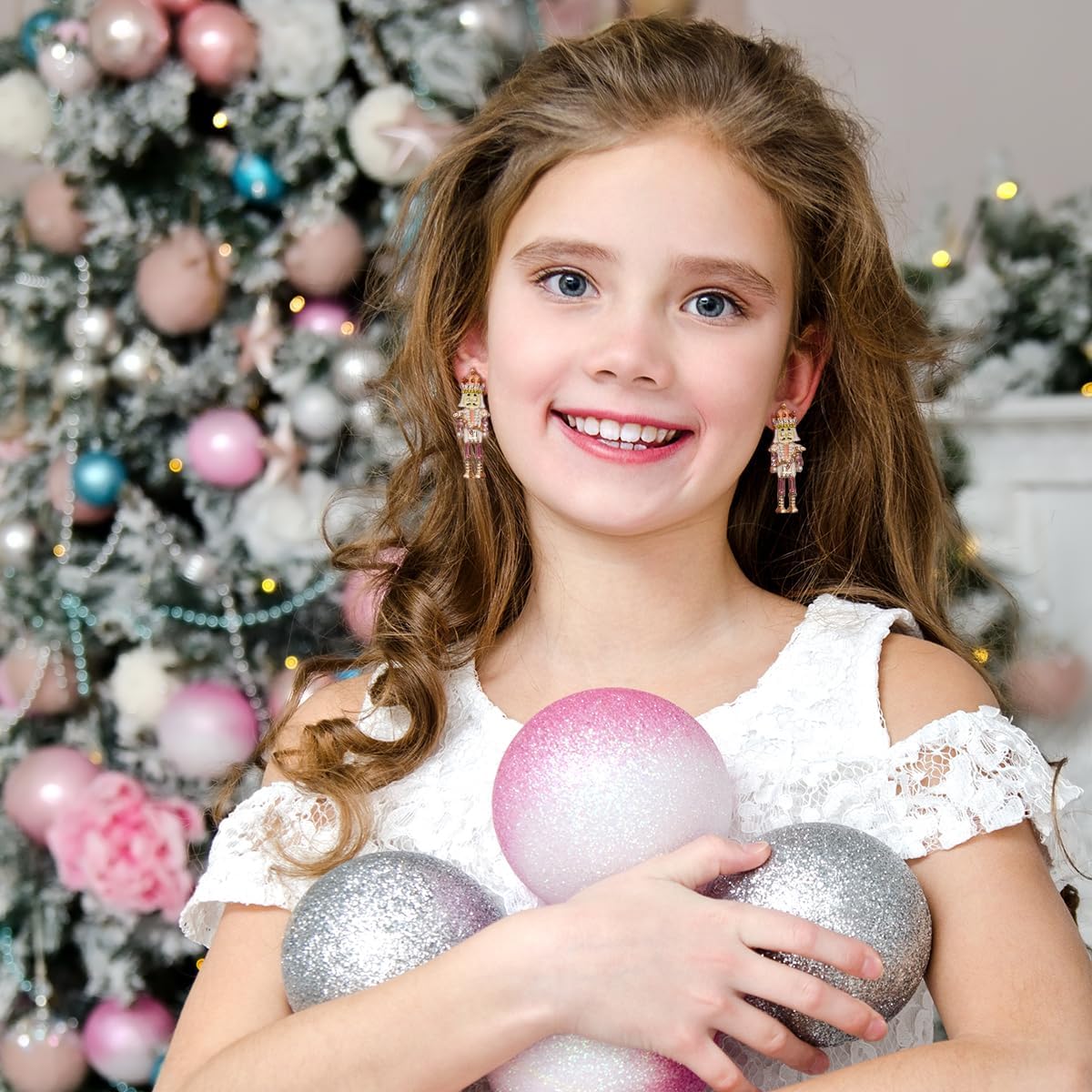 Christmas Nutcracker Earrings for Women - Cute Pink Stud Holiday Jewelry, Christmas Outfits Accessories Xmas Gifts - Image 2