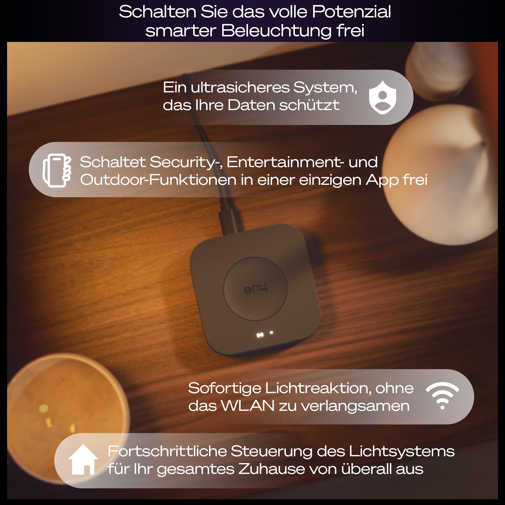 Philips Hue Bridge Pro Smart Home Hub Kabellos Lichtsteuerung 150+ Lampen 50+ Zubehörteile Apple Home Alexa Google Assistant Samsung SmartThings