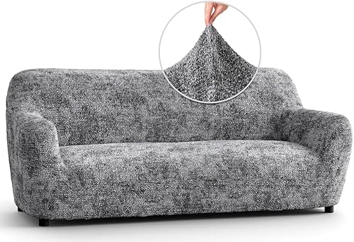 PAULATO BY GA.I.CO. Funda para sofá, funda elástica para sofá, funda protectora de sofá de 3 plazas para mascotas y niños, funda suave para sofá,