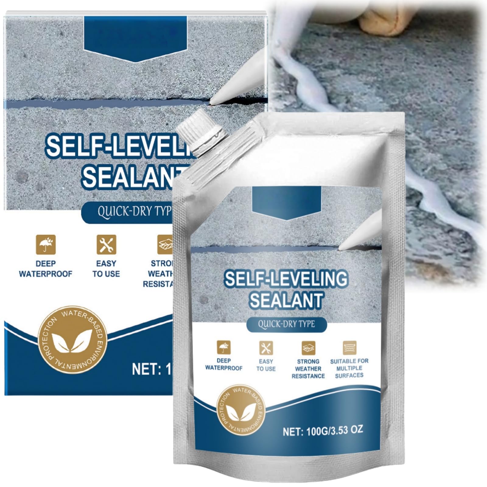 Heavy-Duty Concrete Crack Repair Adhesive,Slab Concrete Crack Waterproof Repair Sealant,Cement Crack Filler,Concrete Crack Filler,for Roof Exterior Wall Gap Road Pothole Filling Liquid (Gray, 500g - View #2