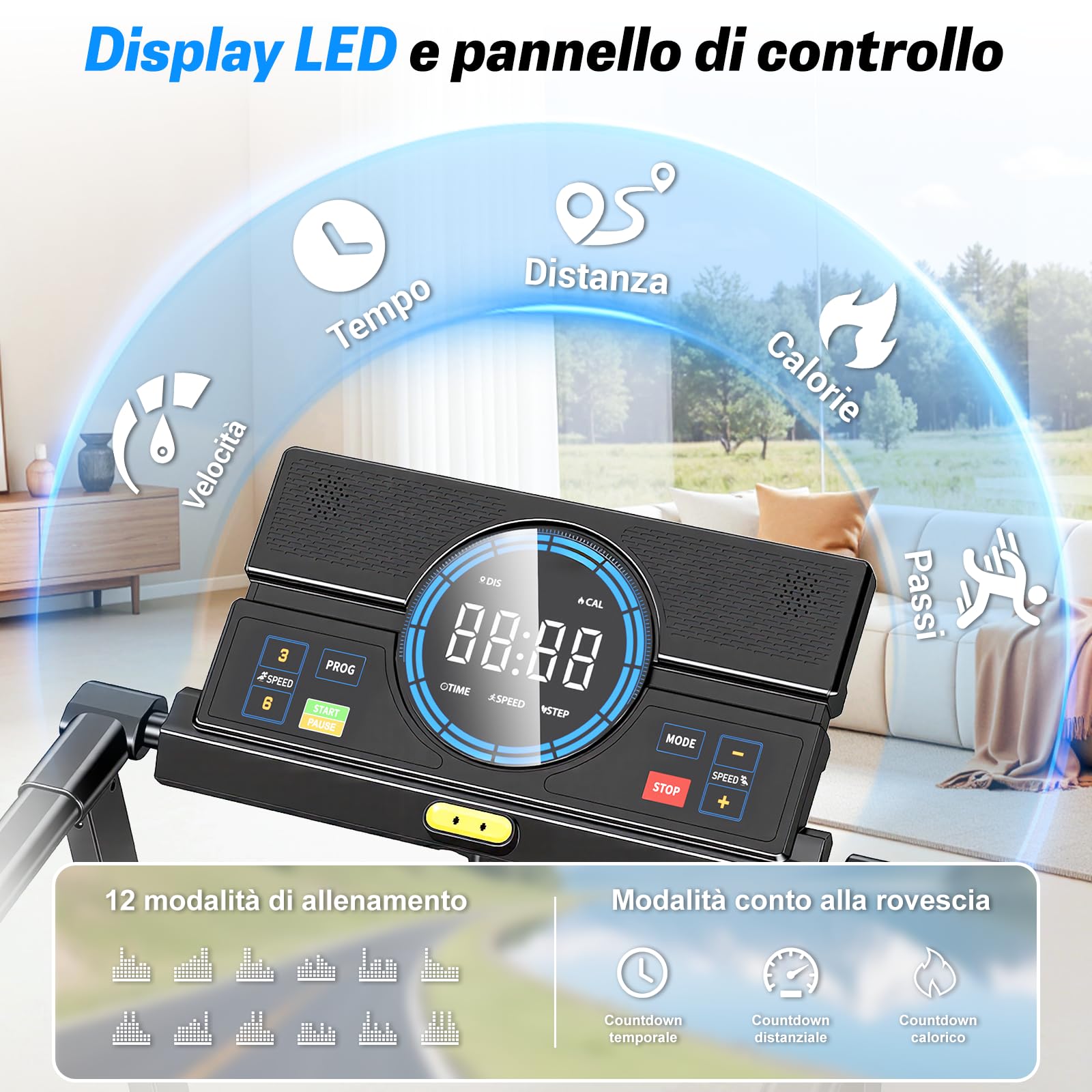 Cinta de Correr, Cinta de Correr Plegable 4 en 1 - Inclinación del 12% - Motor de 2,5 CV - Velocidad de 1 a 8 km/h - Equipada con Pantalla LED y Consola de Control.