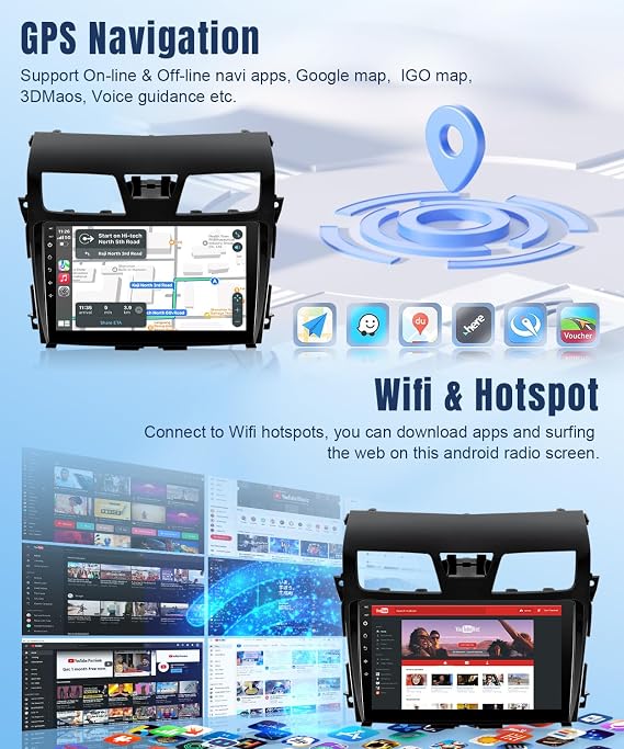 Leadfan Car Stereo for Nissan Altima 2013 2014 2015 with Carplay Android Auto, 10.1 Inch Screen with GPS Bluetooth SWC Backup Camera (for Altima 2013-2015(with AC Vent Frame), 2+32G)