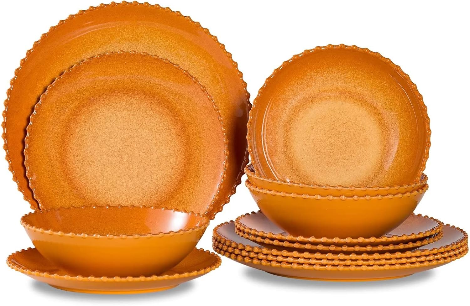 MissYIP Melamine Dinnerware Set 12 Piece Fine Kitchenware, Service for 4, Plates