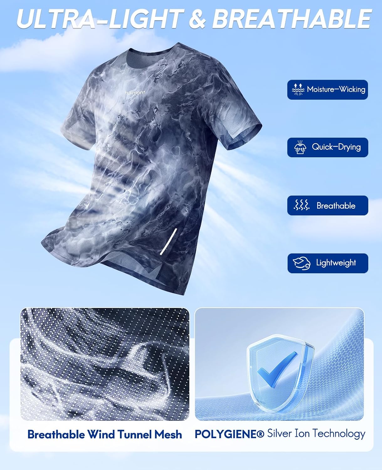 Haimont APEX Men's Trail Running Shirt Lightweight Quick Dry Seamless Running Tee for Race & Training