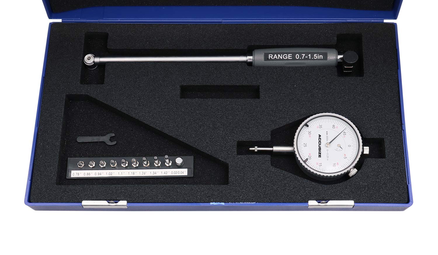 Accusize - Calibre de orificio de esfera de 0.7-1.5 pulgadas x 0.0005 pulgadas, longitud del tallo 5 pulgadas, #EE20-5015