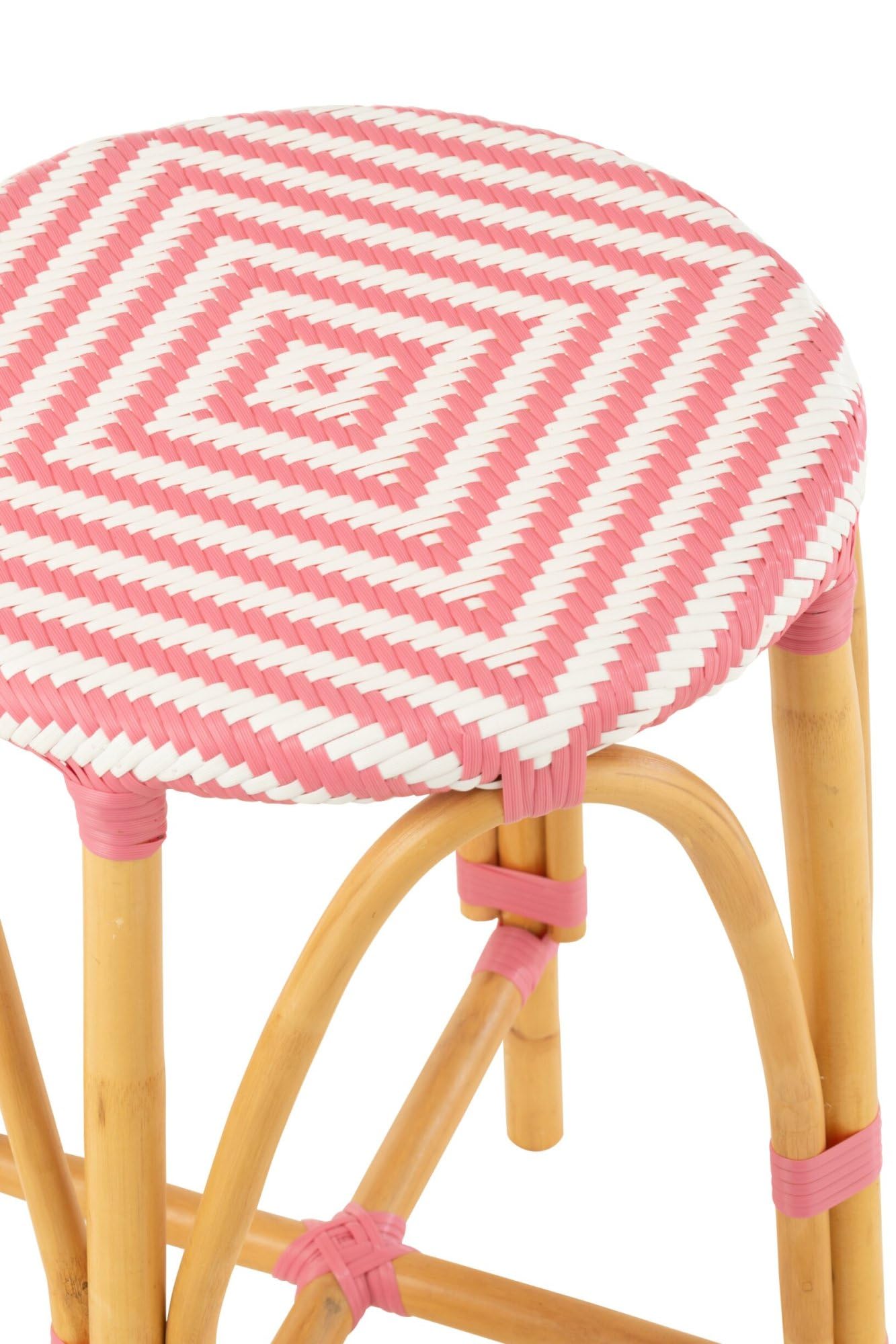 J-line Tabouret de Bar Live - rotin - Naturel/Rose - Large