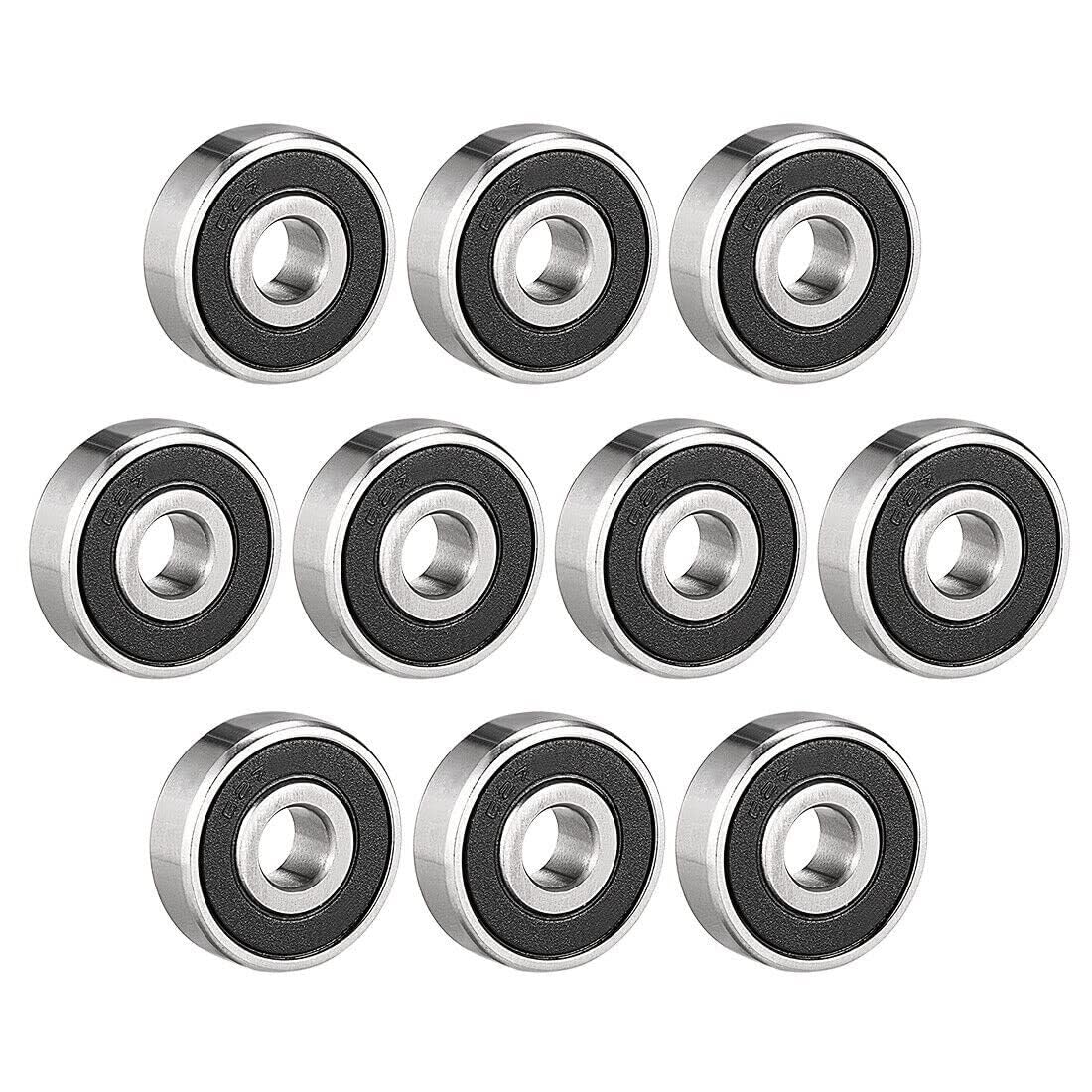 Rodamiento rígido de bolas 627-2RS doble sellado 8 x 22x 7 mm acero cromado 10 piezas