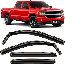 Voron Glass in-Channel Extra Durable Rain Guards for Trucks Chevrolet (Chevy) Silverado/GMC Sierra 2014-2018 Crew Cab, Window Deflectors, Vent Window Visors, 4 Pieces - 220009