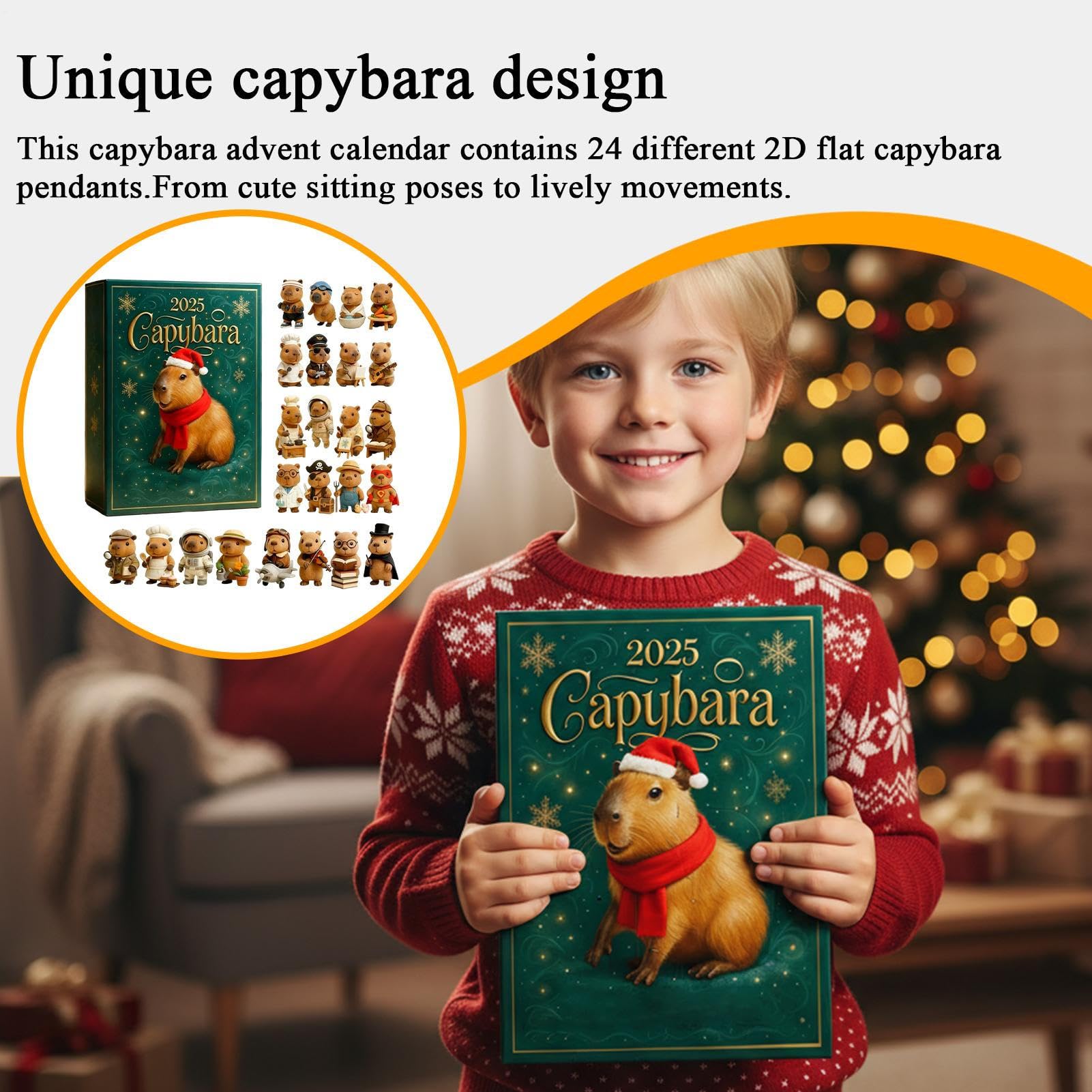 Calendario De Adviento De Capibara 2025 – 24 Días De Adornos Colgantes De Acrílico 2D Para Navidad, Decoración Y Cuenta Atrás