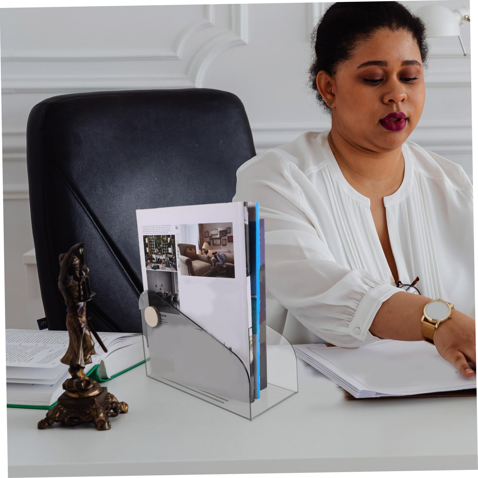 SEWACC 2piezas Organizador De Escritorio Transparente para Documentos y Libros Estante De Almacenamiento Multifuncional para Revistas Archivos y Papeles Diseño Moderno y Resistente