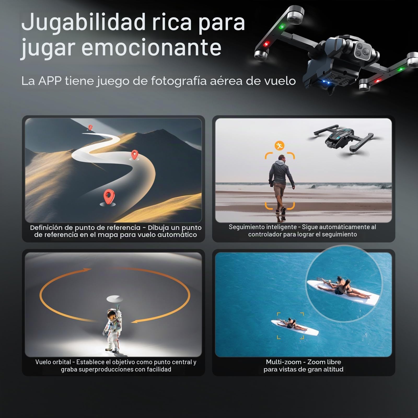 OBEST Drones GPS con Camara 4K Adulto, 5G WiFi RC Drone FPV Plegable | Motor sin Escobillas, 2 Batería 36Min, Follow Me, Cám ESC 180°, Retorno con Un Clic, Evitación Obstáculos 360°, Altitude Hold