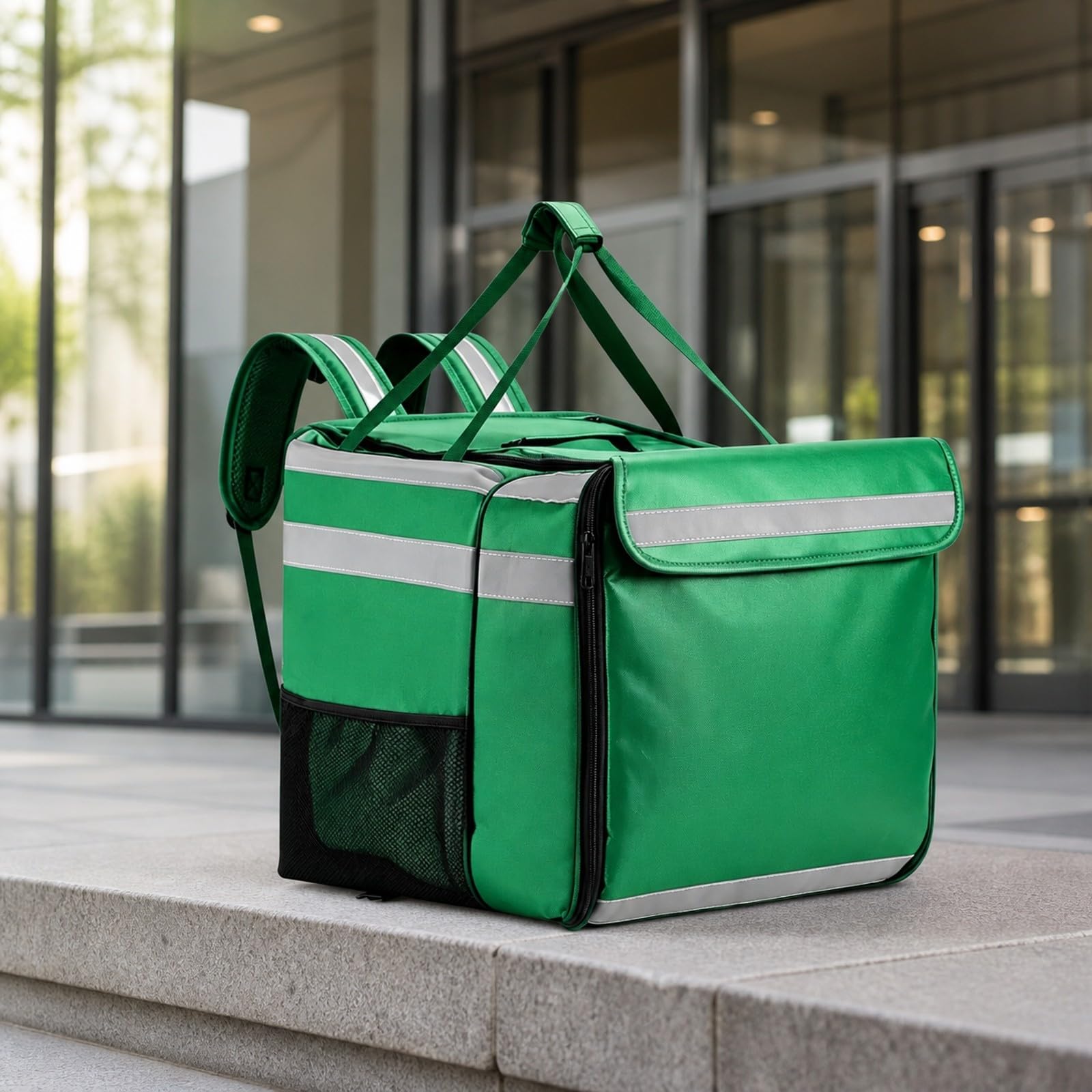 Bolsa Térmica Transporte Plegable | Acolchada, Mochila Térmica con Divisor, Cómoda, para Reparto para Entrega, Negro