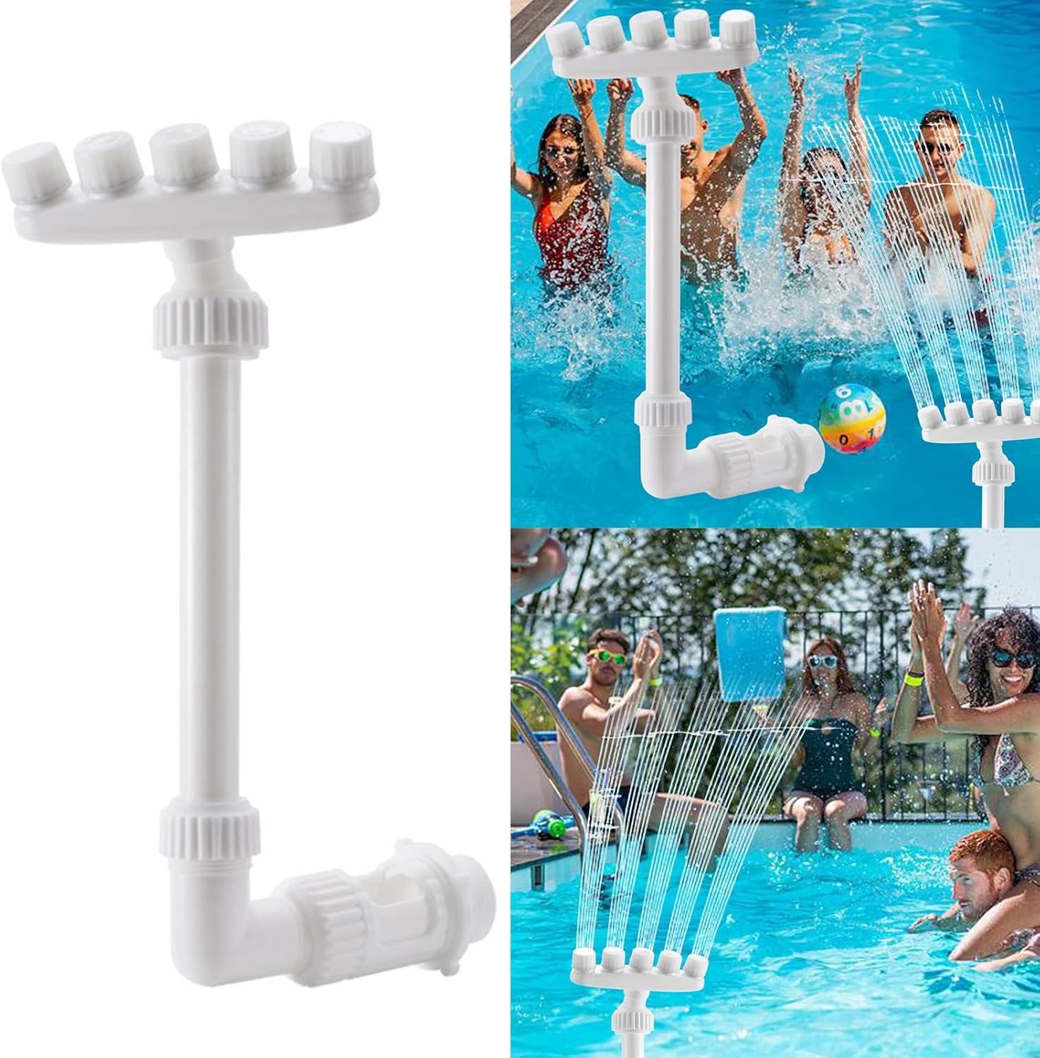 Adjustable Pool Fountain 360 Direction Control Sprinkler with 5 Nozzles Swimming Pool Water Enduring for Fish Pond Garden
